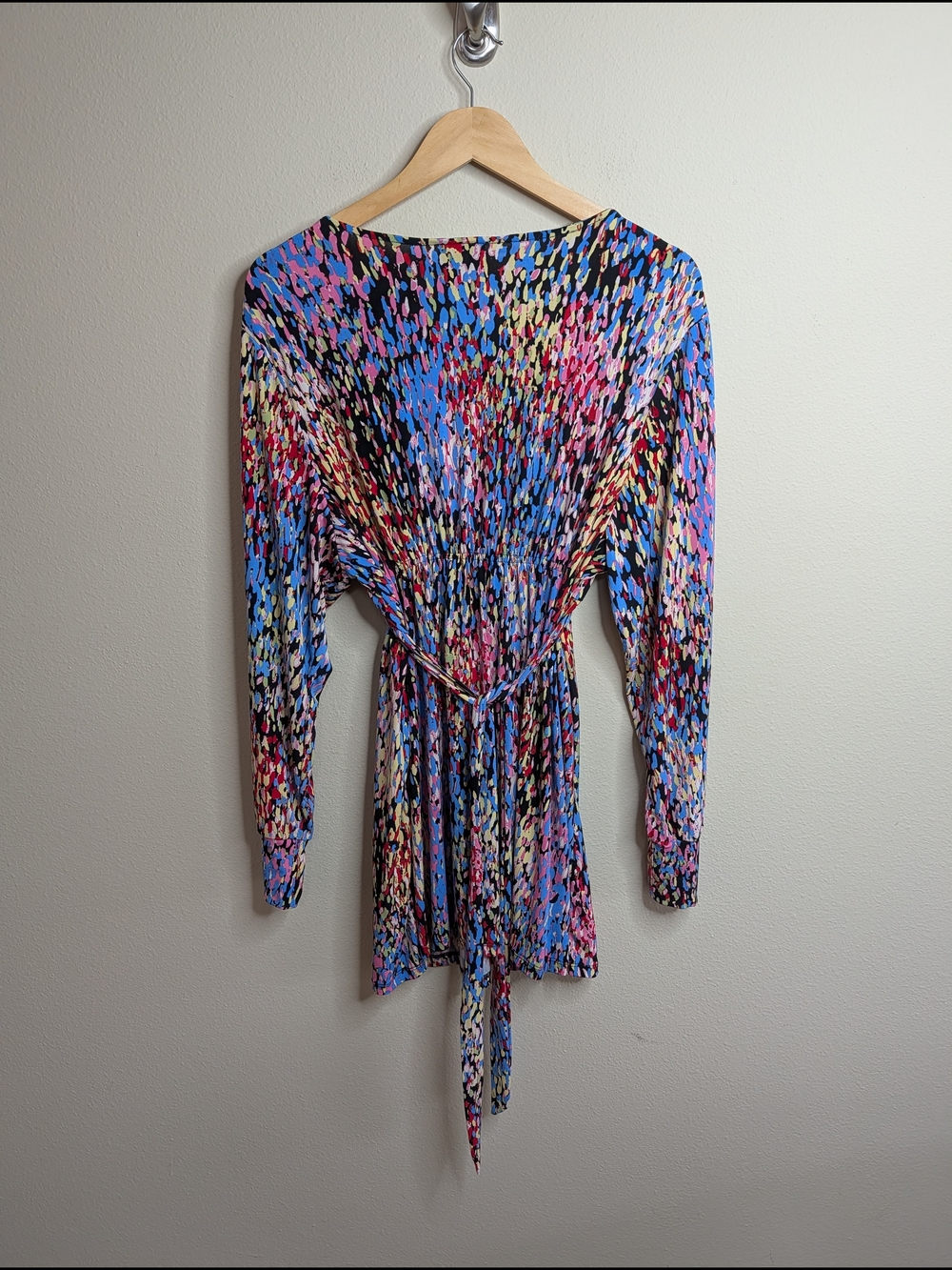 ECI New York Beaded Waist Mini Dress/Tunic Top XL Multicolor Abstract Print - Picture 6 of 7